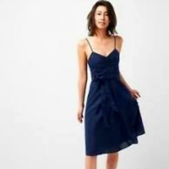 GAP Fit and Flare Cami Belted Linen-Cotton Dress - Picture 1 of 16